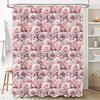 Delicate Pink Rose Printed Shower Curtain Bathroom Decor Waterproof Home Decor (180x240cm)