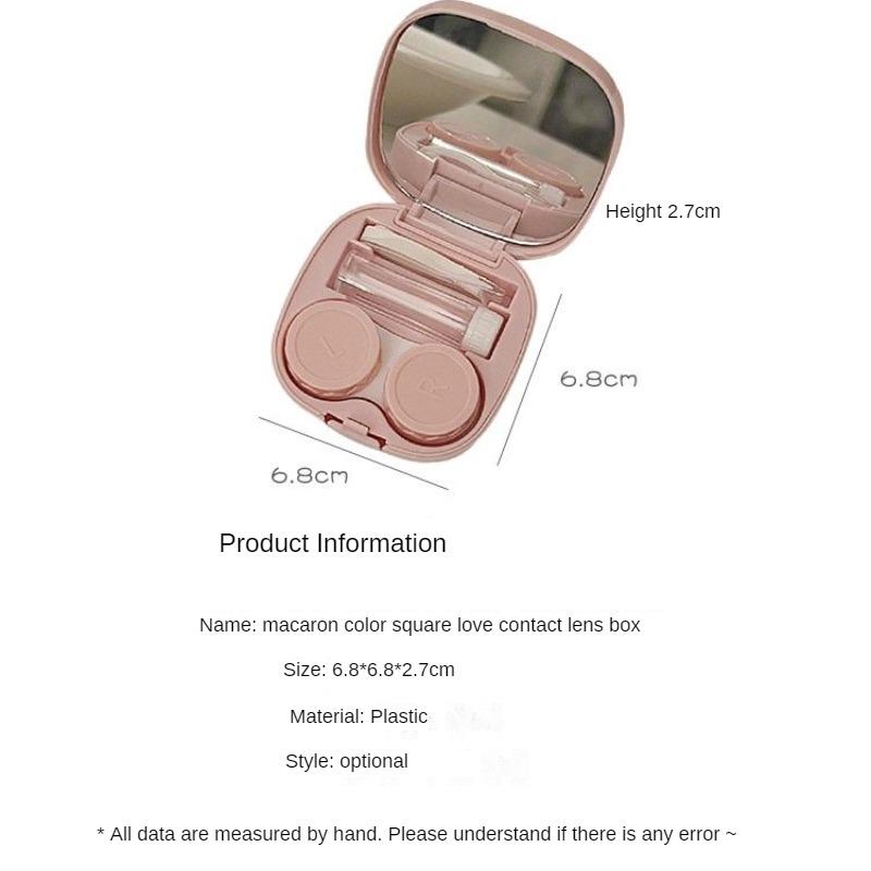Pink Love Three-Dimensional with Mirror Colored Contact Lenses Case High Sense Girl Cute Macaron Color Ins Invisible Couple Box