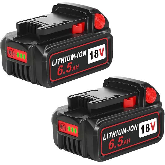 6.5Ah 18V Replacement for Milwaukee M-18 Battery 2/pk Blck