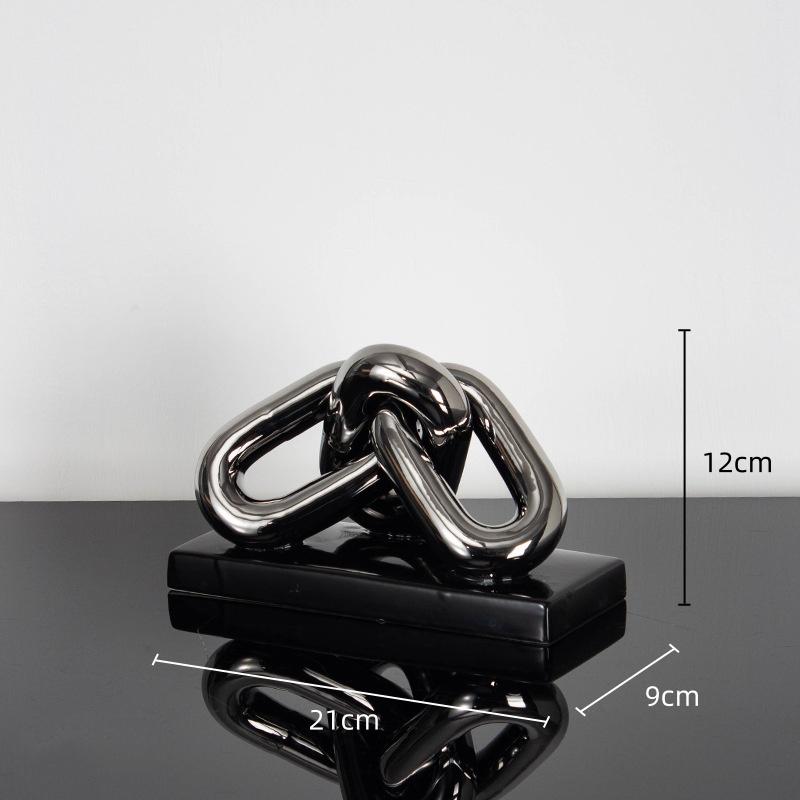 Ceramic Handicraft Golden Chain Skeleton Lock Ceramic Furniture Gold Ring Decorative Figurines Home Decoration Accessories