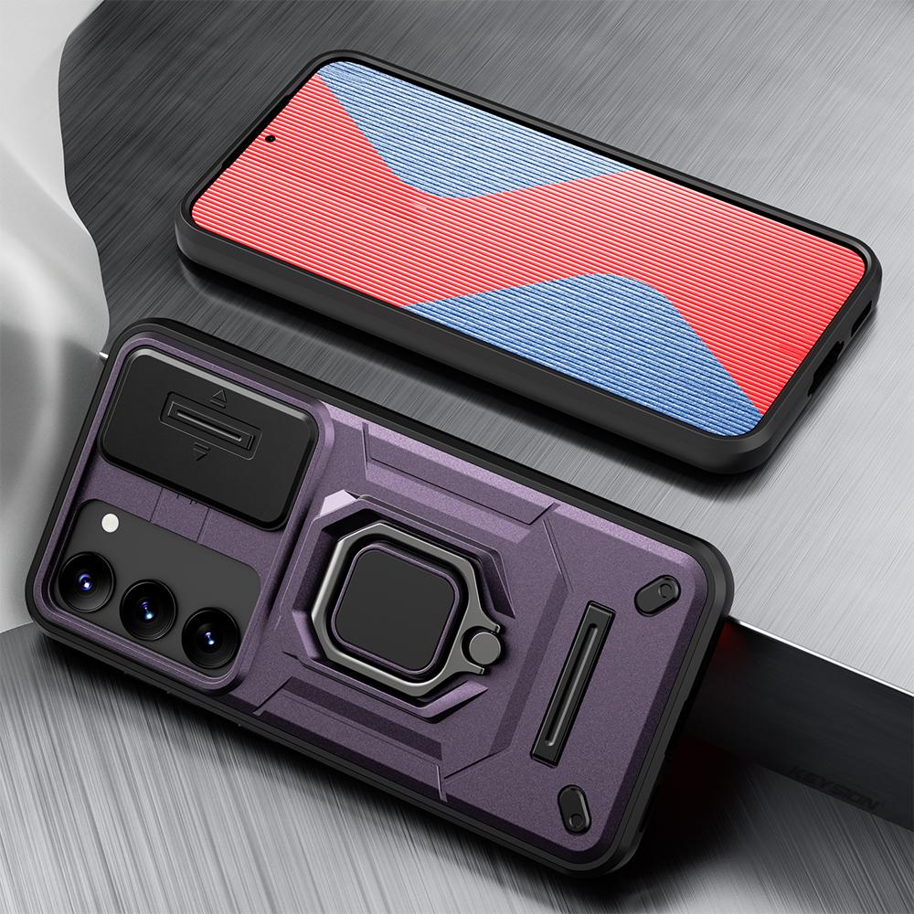 KEYSION Etui odporne na wstrząsy do Samsung S23 Ultra 5G Slide Camera z pierścieniem ochronnym na obiektyw, etui na telefon Galaxy S23+ Plus