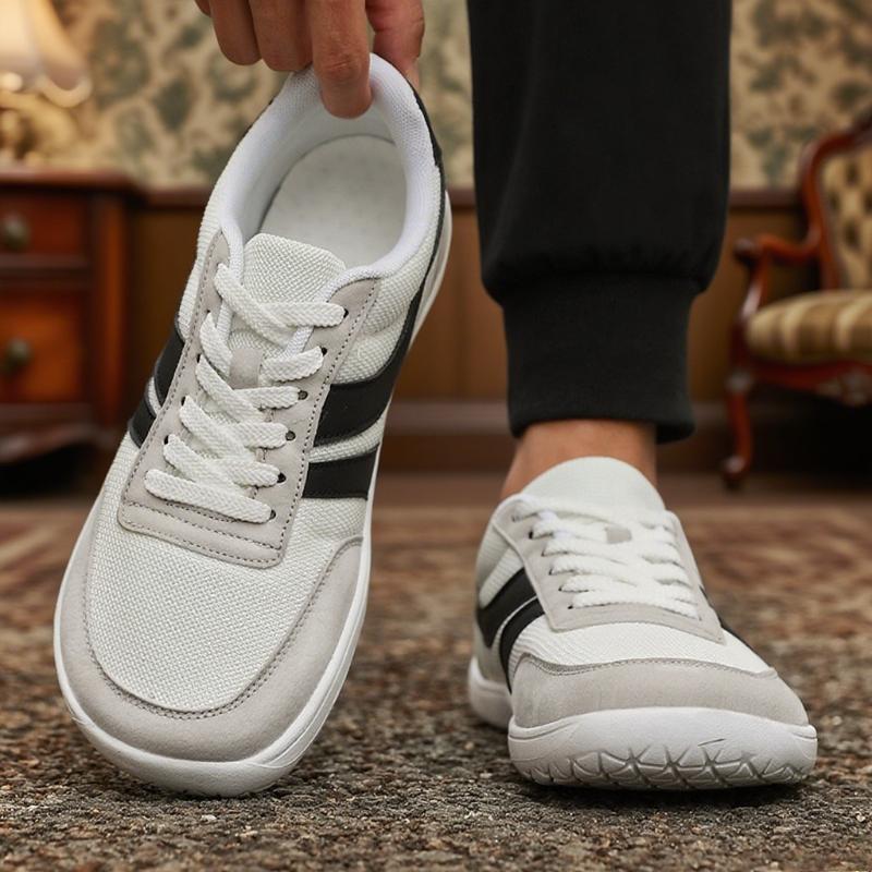 Wide Toe Men Shoes Breathable Knitted Mesh Comfortable Barefoot Casual Sneakers Versatile Soft Sole Wide Last Shoes Walking Shoe