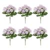 6Pcs Artificial Flower with Green Leaves Realistic Fake Plastic Flower Home Office Wedding Party Indoor Outdoor Faux Flower Plants Decoration