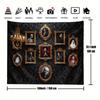 One Halloween decoration scene with a terrifying mansion background, featuring a dramatic Gothic skull portrait design