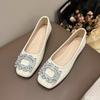 Fashion Women's New Square Toe Summer Shallow Mouth Rhinestone Decoration Design Mary Jane Daily Casual Single Shoes Zapatos De Mujer