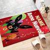 Custom Bing Bunny Mat Personalized Name, Polyester Washable Indoor Entryway Rug, Gift for Christmas, Easter, Thanksgiving Day