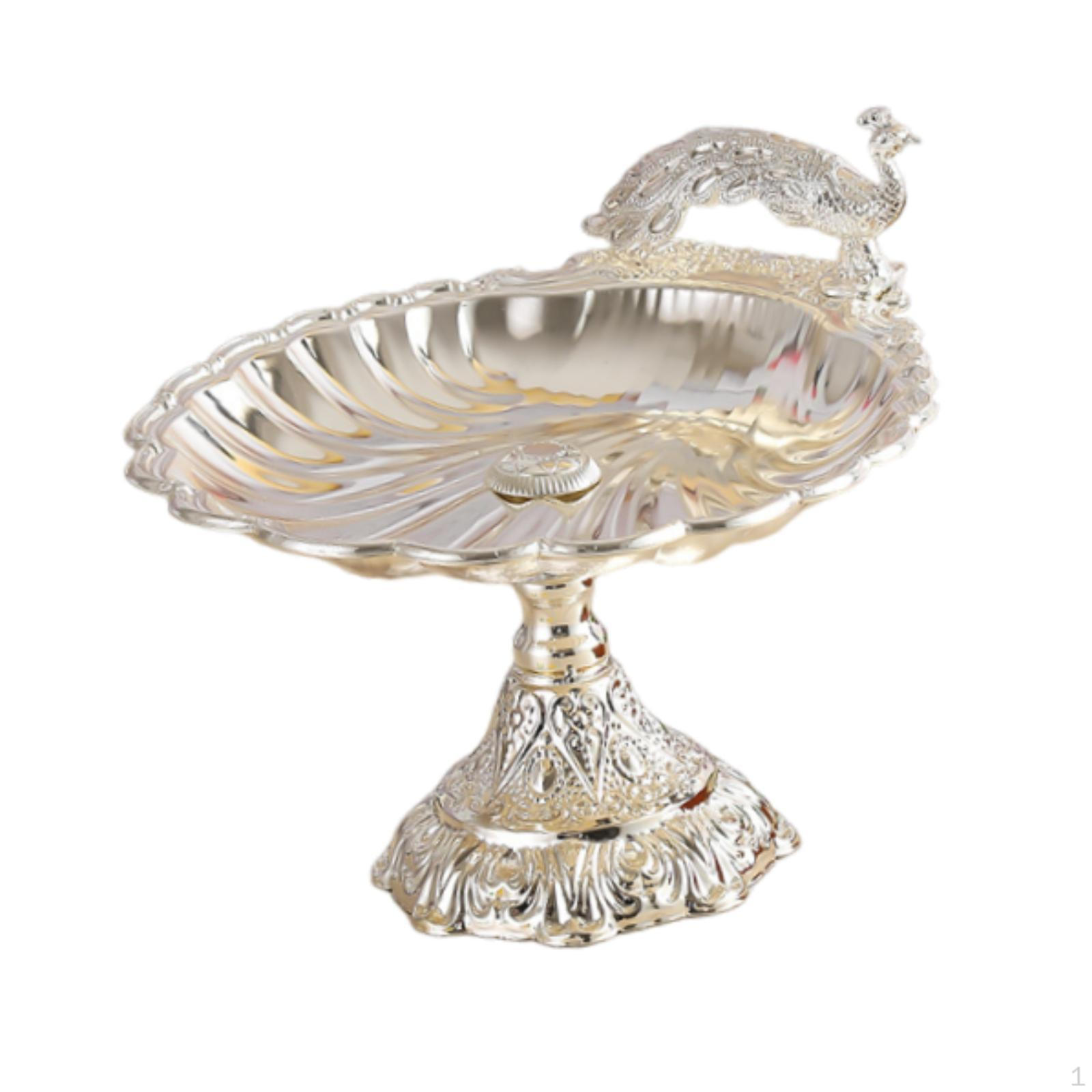 

Metal Fruit Plate with Foot, Table Decoration, Bowl Serving Tray for Home And S Sliver