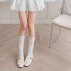 Ballet-style Socks for Women, Sweet Lace Patchwork Mid-calf Socks, Spring and Autumn Thin Style, Cute Black Ear-trimmed Pile Socks, Lolita