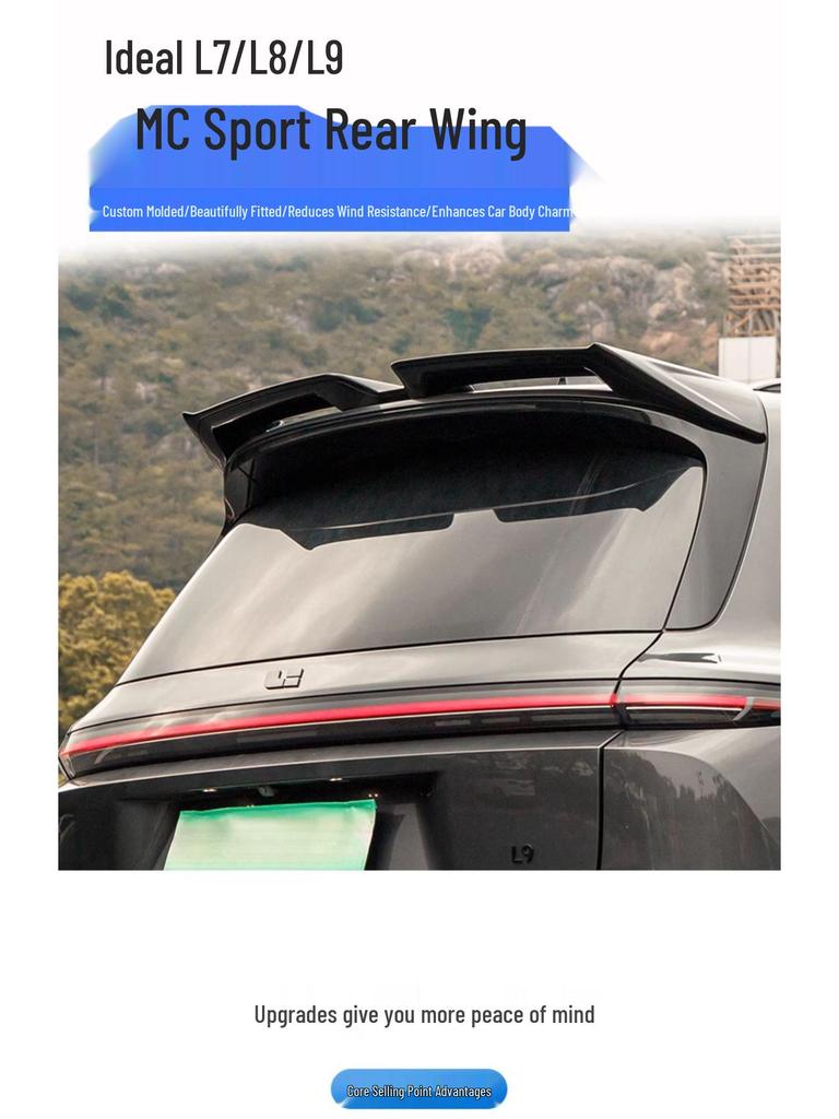 Upgrade Li Auto L6/L7/L8/L9 with Black Warrior MC sports rear and top wing kit, no drilling needed.