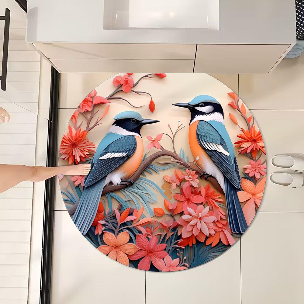 New Chinese Style Sink Floor Mat Round Bathroom Floor Mat Water Absorption and Dirt resistant Bathroom Anti slip Foot Mat Foot Mat