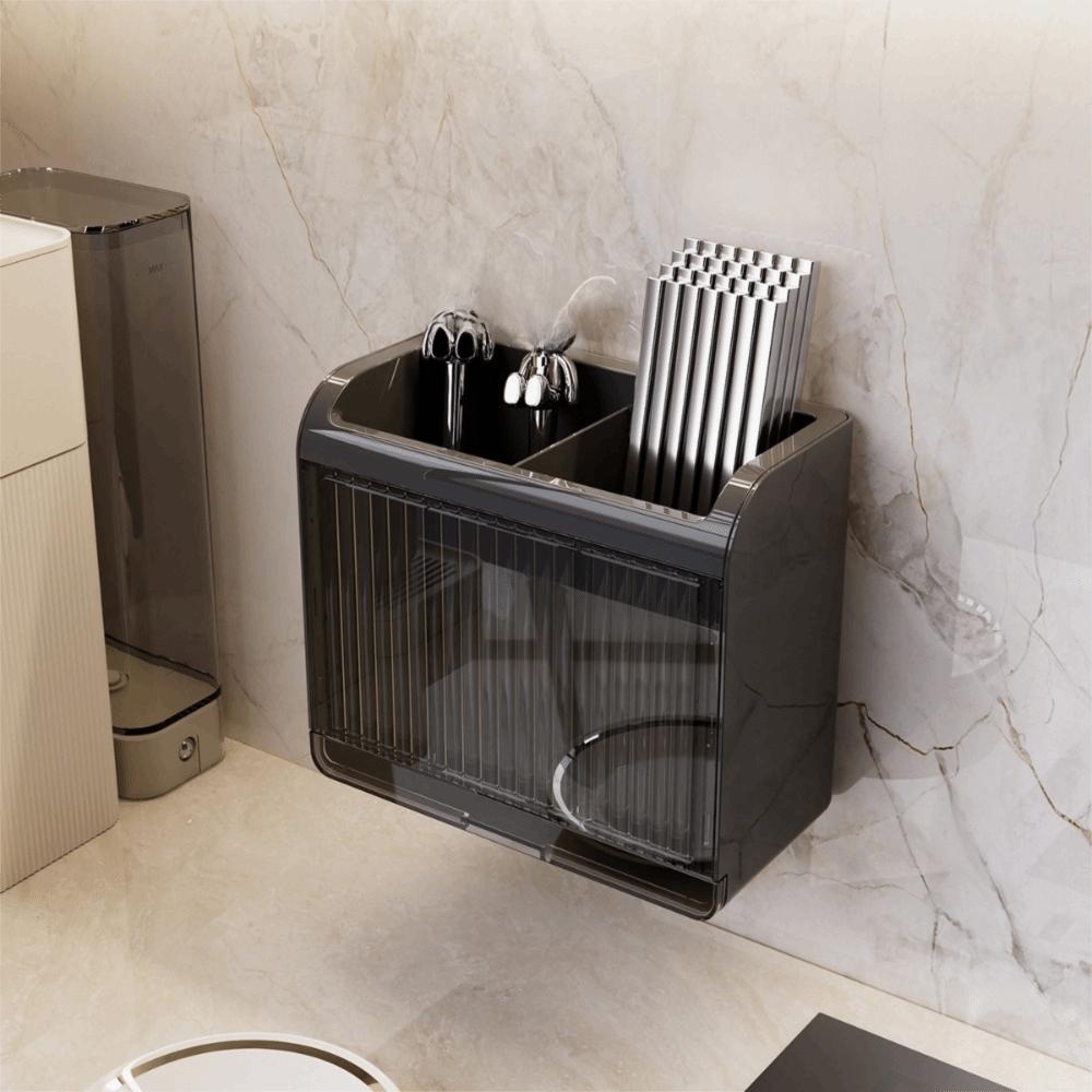Ventilated Chopstick Storage Box Space-Saving Kitchen Utensil Holder  Bathroom