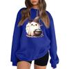 Women's Neck Long Sleeve Loose Fit Casual Sweatshirt Pullover Top with Halloween Print