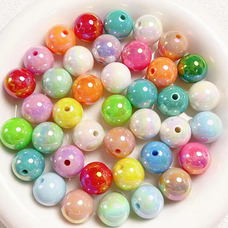 16mm10pcs new VU plated colorful shell acrylic loose beads diy mobile phone chain keychain bead material jewelry accessories