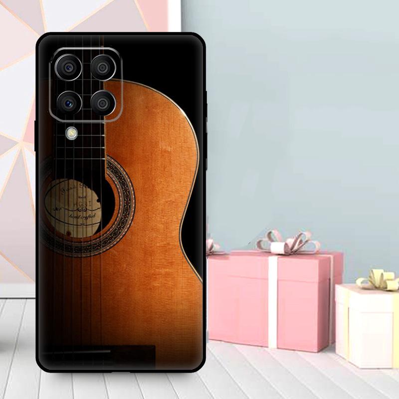 Classic Wood Guitar Case For Samsung Galaxy M06 M11 M31 M14 M34 M54 M12 M32 M52 M15 M13 M16 M36 M56 M53 M35 M55