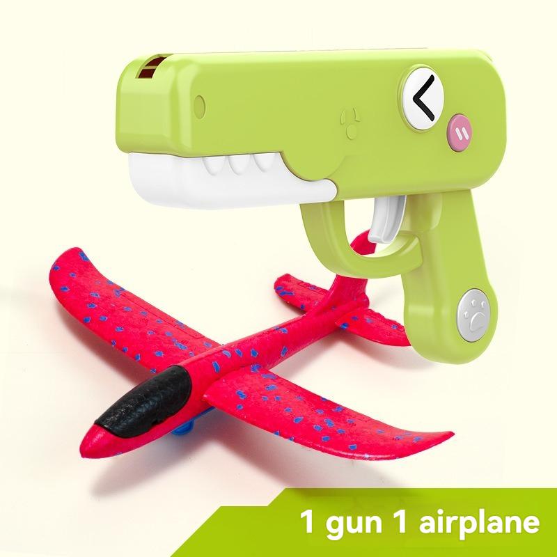 Outdoor Games Kids Glider Flight Throw Foam Plane Kite Shooting Gun, Plane Launcher Toy For Kids, Shooting Toy