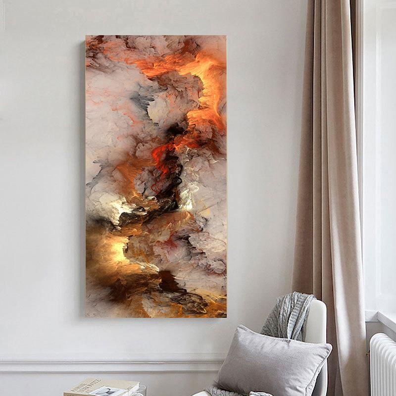 Abstract Grey Yellow Cloud Home Decor Art Oil Painting Posters Prints Wall Art Canvas Pictures for Living Room