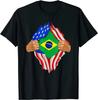 Brazil American Flag Ripped T-shirt