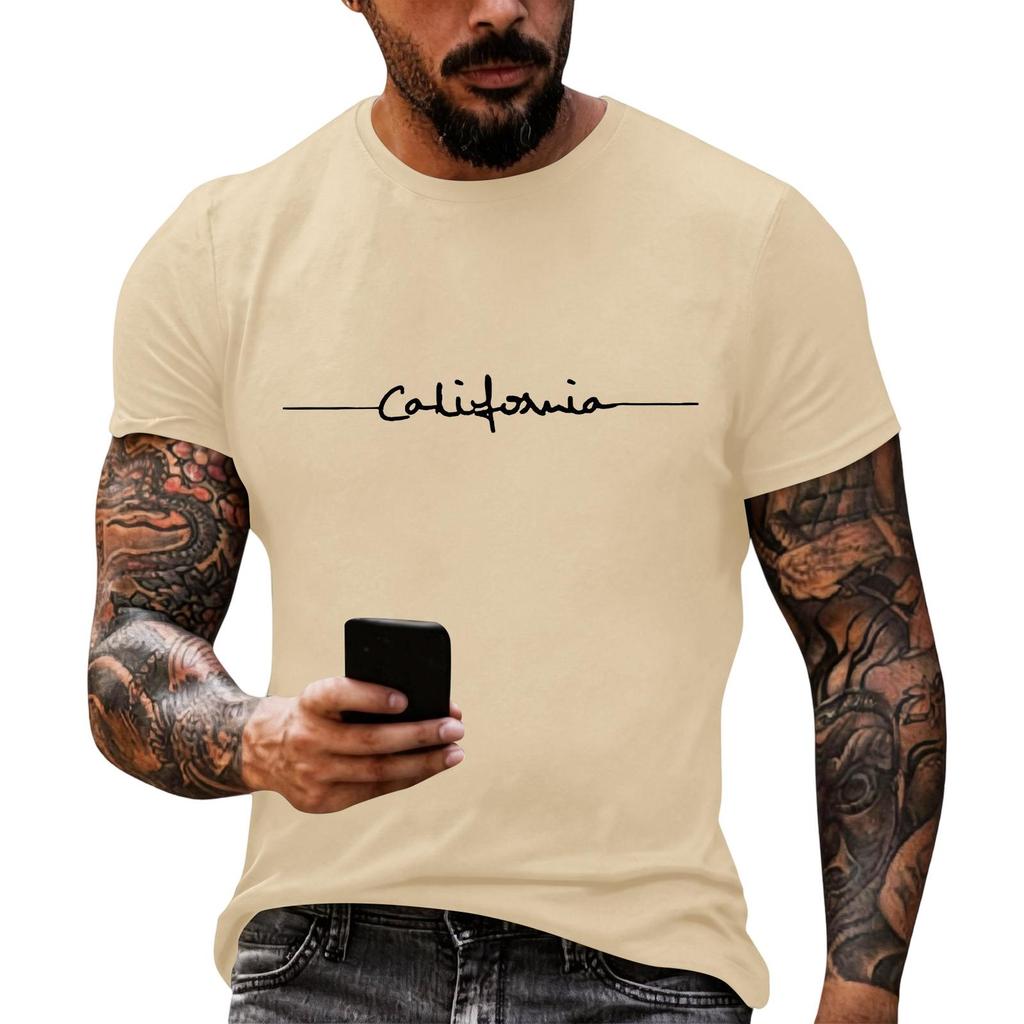 Men's Printed Graphic T-Shirt, Casual Loose Fit Short Sleeve Tee Top