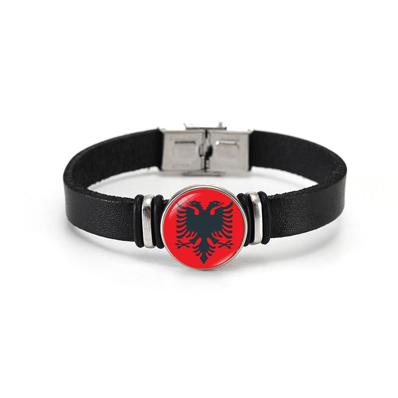 Weltcup-Länderflaggen Lederarmband Armreif - Europameisterschaftsflaggen Design Schmuck