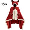 Soft Fluffy Hooded Cape Bat Blanket Hoodie for Adults, Cute Shark Fox Cape, Warm Wearable Cozy Halloween Cosplay Home Loungewear Plush