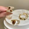 18K Electroplated Tiger's Eye Stone Open Ring Retro Temperament Versatile Index Finger Ring Light Luxury Niche Ring