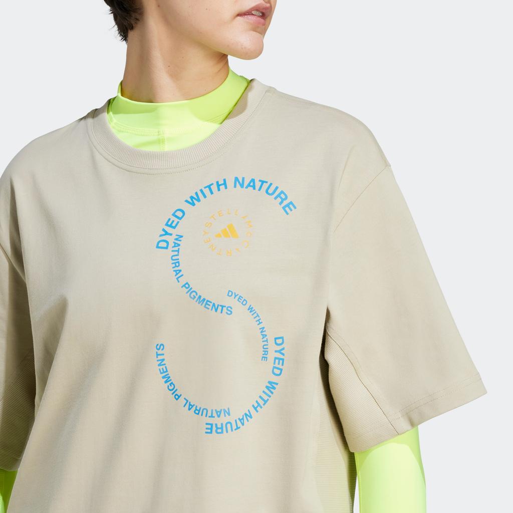 adidas X Stella McCartney Co-Branded Sportswear T-Shirt mit Buchstabenprint Unisex Oberteile Gelbgrün IA7710