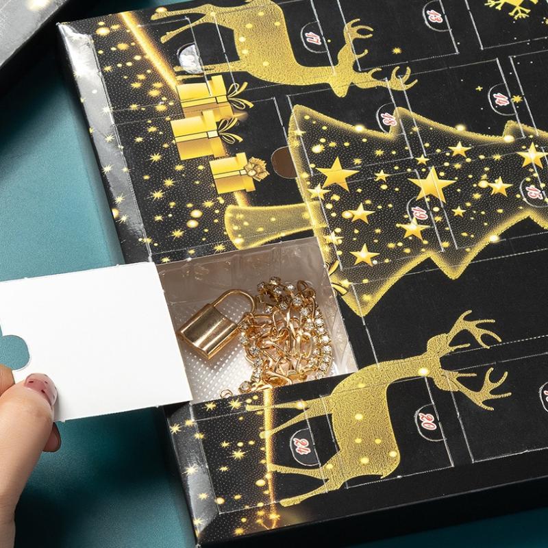 1 Set 24 Günlük Noel Geri Sayım Takvimi Sürpriz Kendin Yap Yaratıcı Takı Uçlu Yapım Kiti Noel Advent Takvimi Kız Bileklik