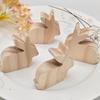 6Pcs Standing Easter Rabbit Ornaments Unfinished Handmade Small Rabbit Statues Realistic Handicraft Easter Rabbit Figurine