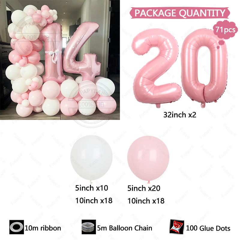 107pc/set Pink Cozy and Cute Style Digital Aluminum Film Balloon 1-9 Suitable for Birthday Party Anniversary Graduation Season