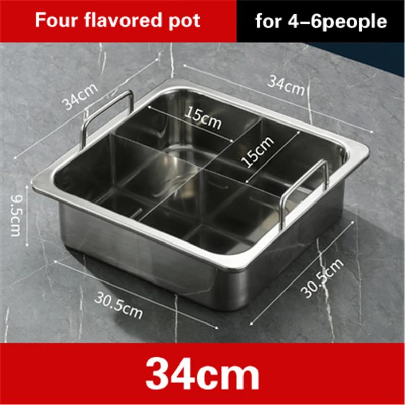Extra thick stainless steel square hot pot Stewed Mandarin Duck with Ears Hotpot for induction cooker Mother and son pot hotpot