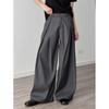 Men's Summer Design Pleated A-Line Wide-Leg Pants Casual Loose-Fit Drapey Floor-Length Dress Pants