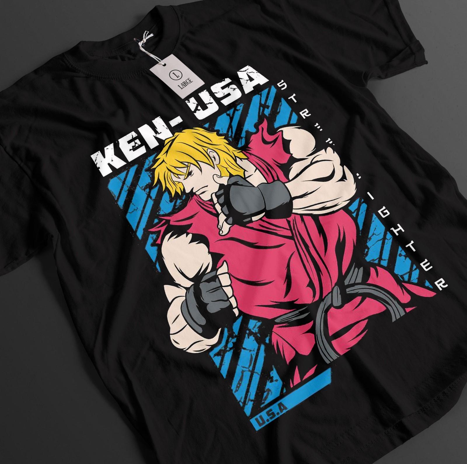 Street Fighter Shirt Ken Tshirt Chun Li T-Shirt Mens Womens Tees Top Juri Han Top Fighting Anime Tee XL