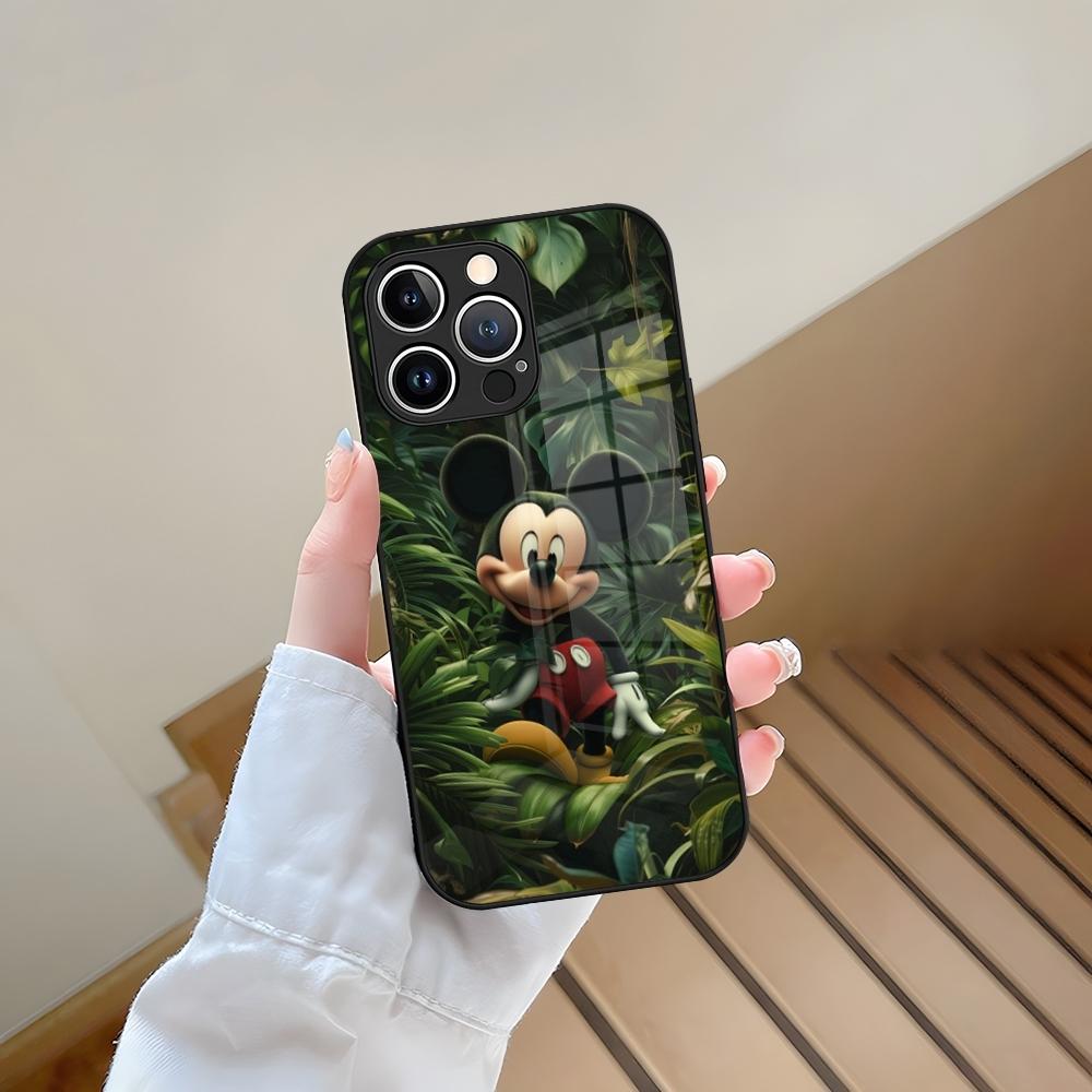 Mickey Mouse Phone Case Tempered Glass For iPhone 13 15 14 12 11 Pro Max Plus Mini X XR XS 8 7 6s SE2020 Coque