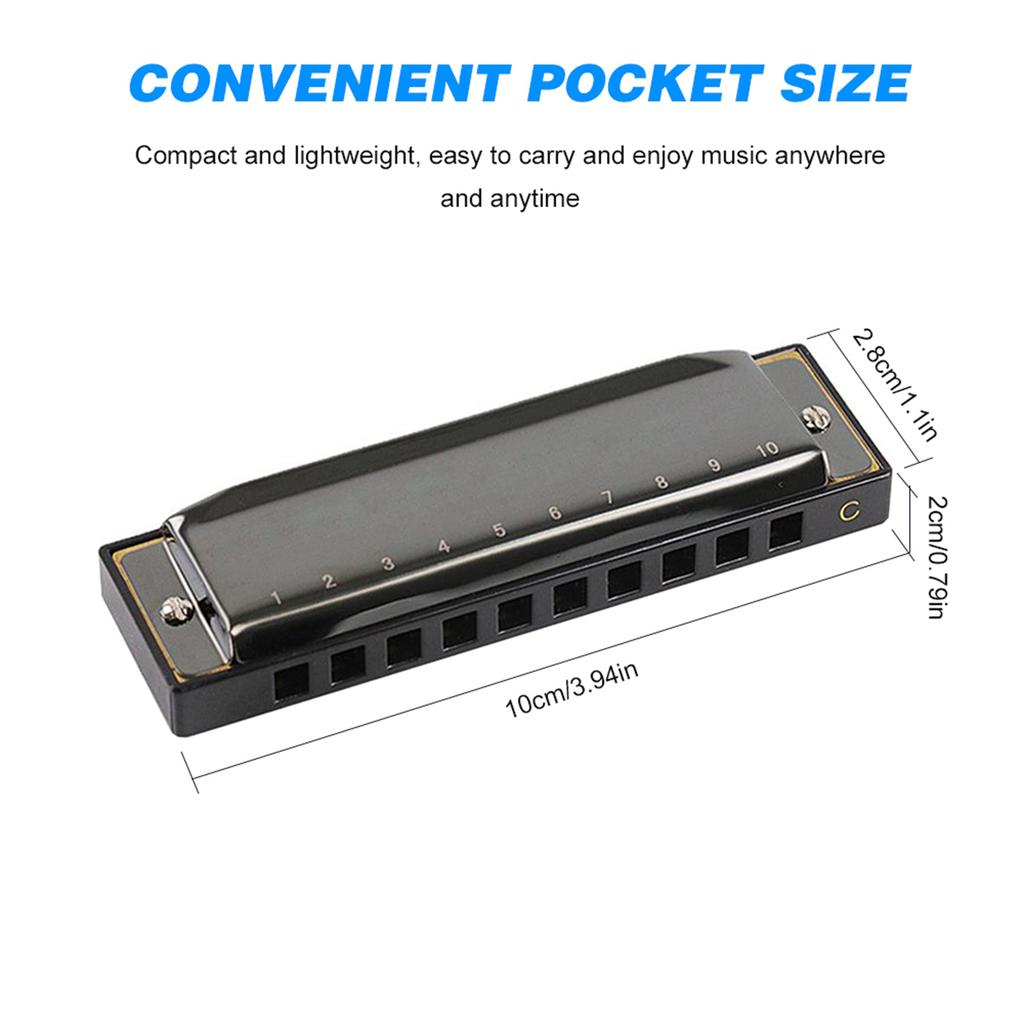 Swan SW1020 7 10 Holes 20 Tones Blues Diatonic Harmonica Key of C Mouth Organ with ABS Case Standard Performance