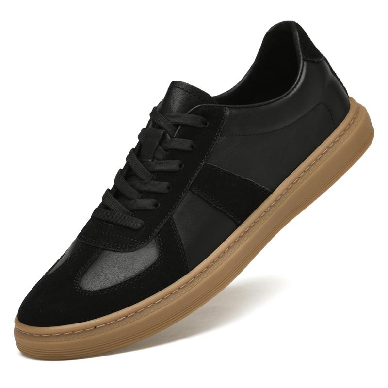 

Fashion New Arrival Leisure Walk Man Footwear Genuine Leather Casual Shoe Non-Slip Comfy Mens Sneakers Lace-Up Men s Vulcanize Shoes 45 чёрный