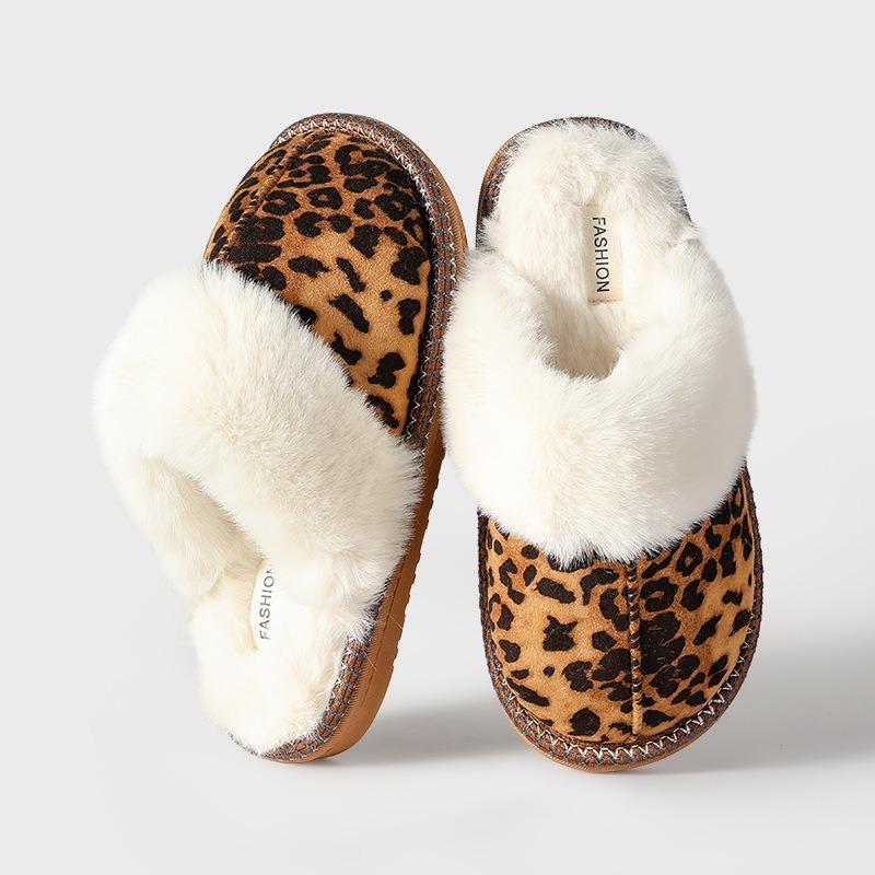 Fashion Fashion Fur Collar Fluffy Slippers Indoor Outdoor Winter Slippers Warm Plush House Shoes Women Fuzzy Slippers Floor Cotton Shoes