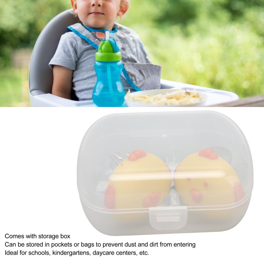 Baby Fork Spoon Set Stainless Steel Portable Short Handle Toddler Forks and Spoons for Schools Kindergartens Yellow