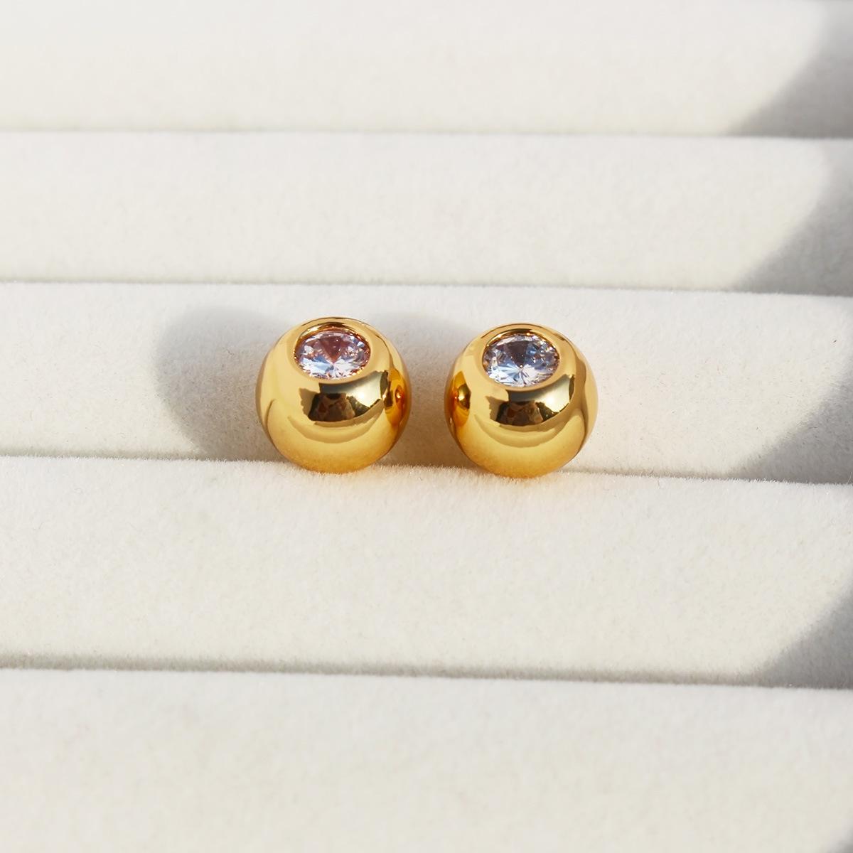 

Круглые серьги-пусеты из высококачественного 3D циркония с серебряным стержнем 925 пробы - Идеально подходят для повседневной носки золотой