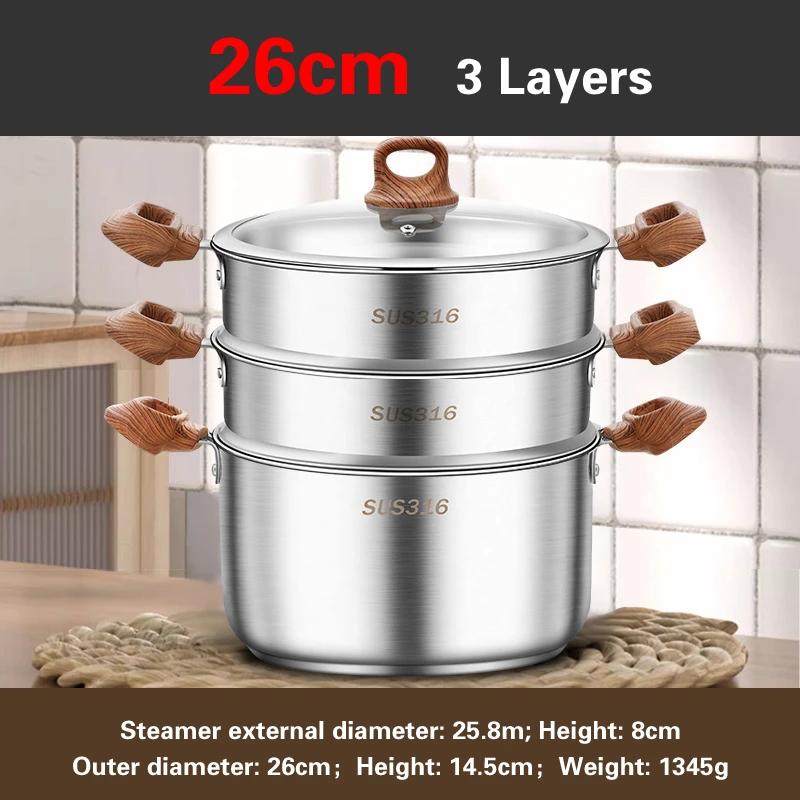 Thickened food grade 316 stainless steel pots Household gas induction cooker Special soup pot Congee cooking pots Steaming pot