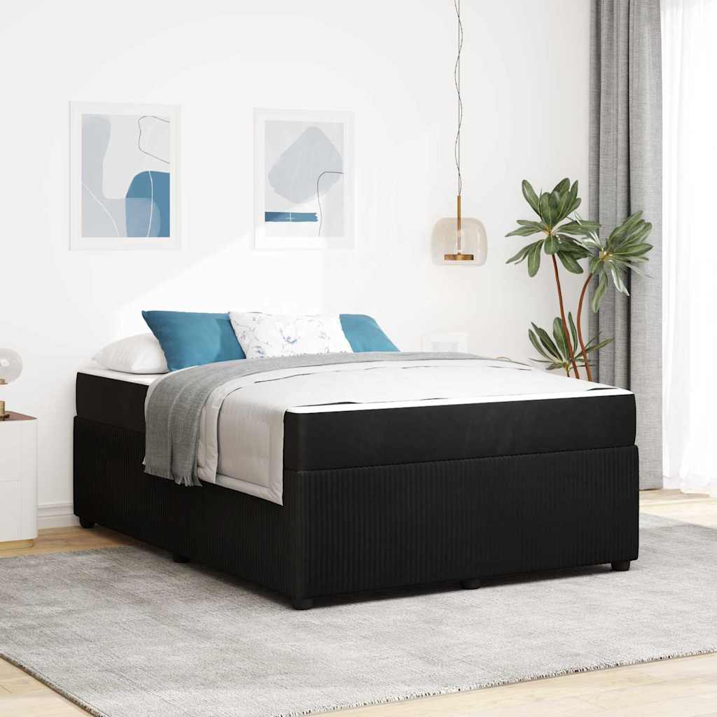 Bed Frame with Mattress Black 140 x 200 cm Fabric