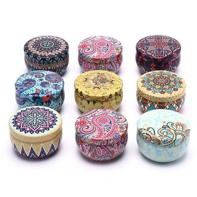 4oz Tea Storage Box Retro Floral Scented Candles Box Durable Tin Can