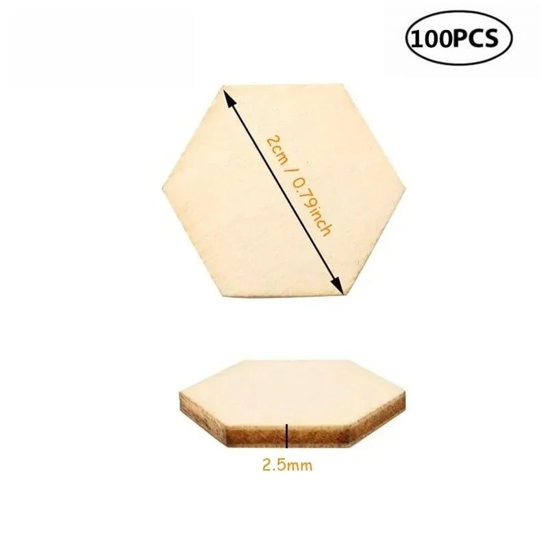 10-120mm Wooden Hexagon Blank Slices Unfinished Wood Discs Hanging Embellishments Art Crafts for DIY Crafting Wedding Christmas