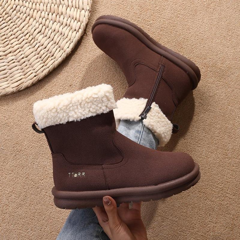 Retro snow boots women s new winter heightening piled thickened warm cotton boots short boots 35