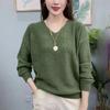 Mote Vestlig Stil V-hals Hul Tynn Temperament Bluse Genser Allsidig Langermet Høst