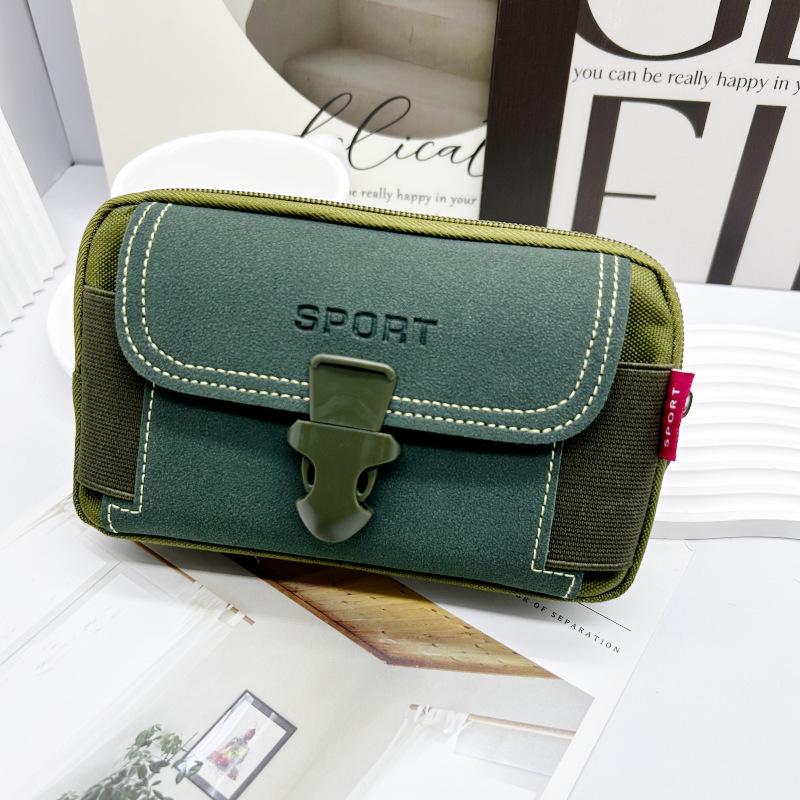 Men's Outdoor Leather Waist Bag: Mobile Phone Protective Case with Belt Loop and Coin Purse, Three-Layer Design.