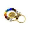 Natural Stone Beads 8mm- Seven Chakra Healing /Reiki Healing Highly Spiritual Key Chain/ Key Ring