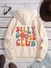 Silly Goose Club Letter Graphic Hoody Male Vintage Crewneck Sweatshirt Autumn Oversize Hooded Comfortable Men Streetwear