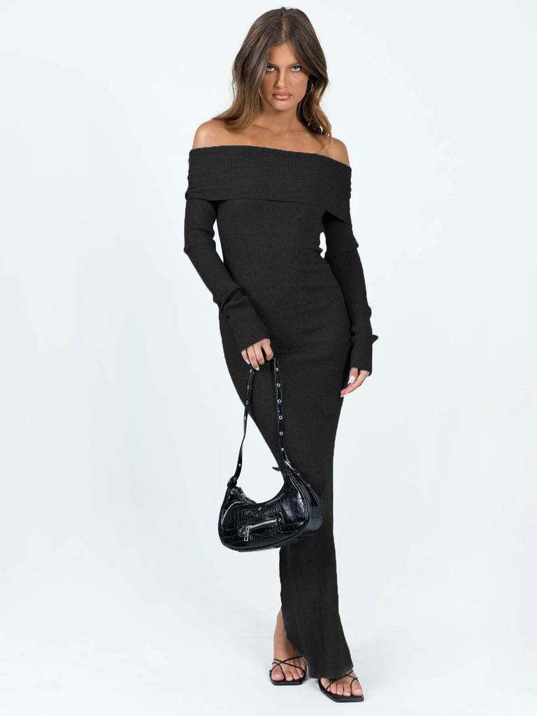 Autumn New Style One-Shoulder Fashion Slim Fit Temperament Lady Sexy Bodycon Dress for Women