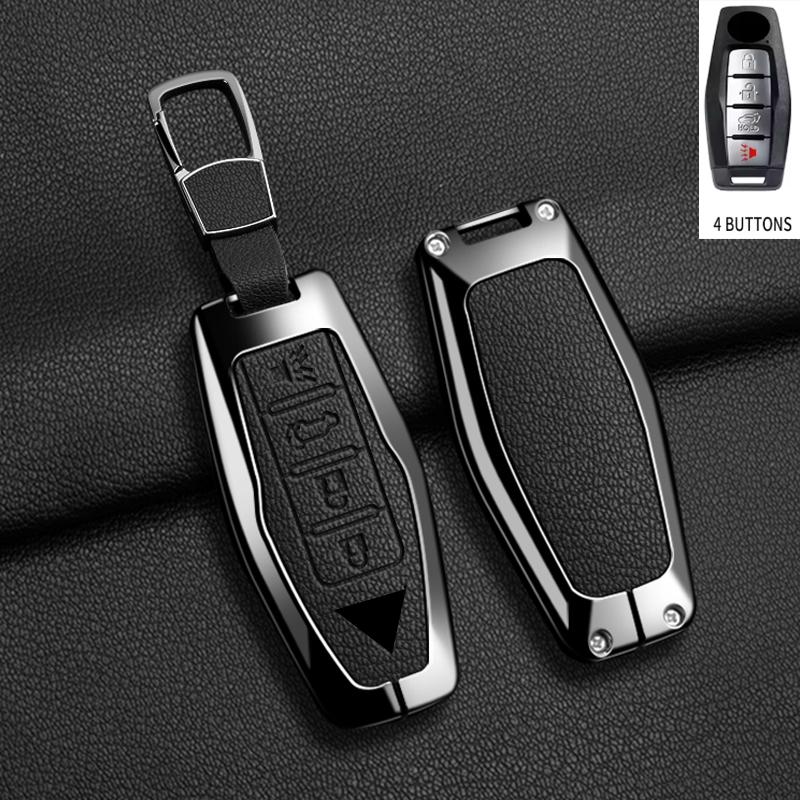

Zinc Alloy + Leather Car Key Case Cover Shell Fob For Mitsubishi Outlander Control Car Interior Accessories
