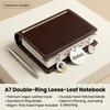 Double-Ring Notebook Vintage Vintage Leather Journal Portable Daily Planner Compact A7 Leather Binder Notebook For Daily Planner